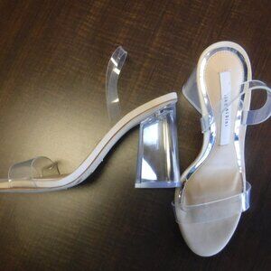 GIANNI BINI CLEAR HEELS STRAPPY SANDALS NWT $80